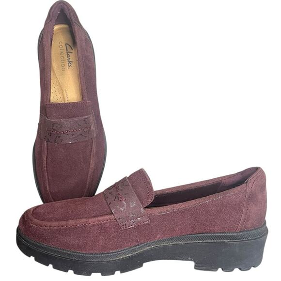 CLARKS Calla Ease Dark Burgundy Loafer Flat Women’s Size 8.5 - Picture 1 of 8